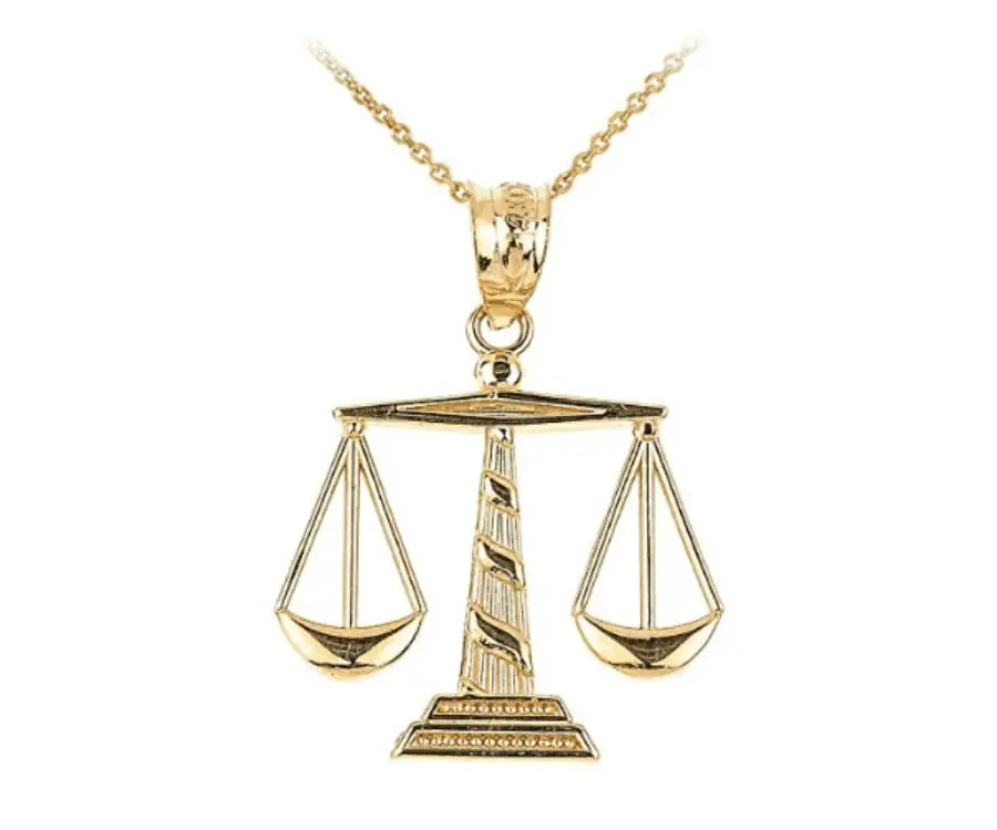 10K Gold Scales Of Justice Pendant For Judges