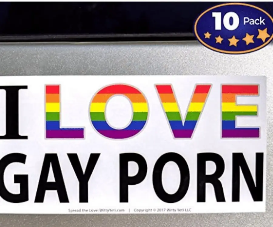 #6 best adult gag gift: I love gay porn bumper stickers