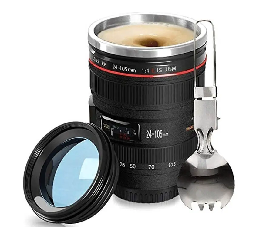 #6 unique travel gift ideas for men: Camera Lens Mug