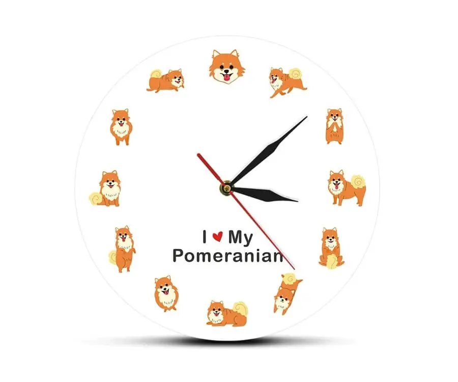 Cartoon Style Pomeranian Clock Unsmushed