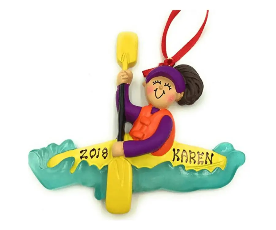 #28 best gifts for kayakers: Personalized Female Kayaker Ornament