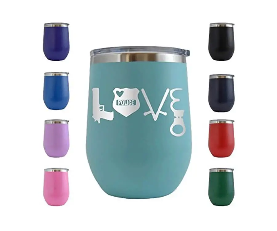 #27 personalized police officer gifts: engraved wine tumbler