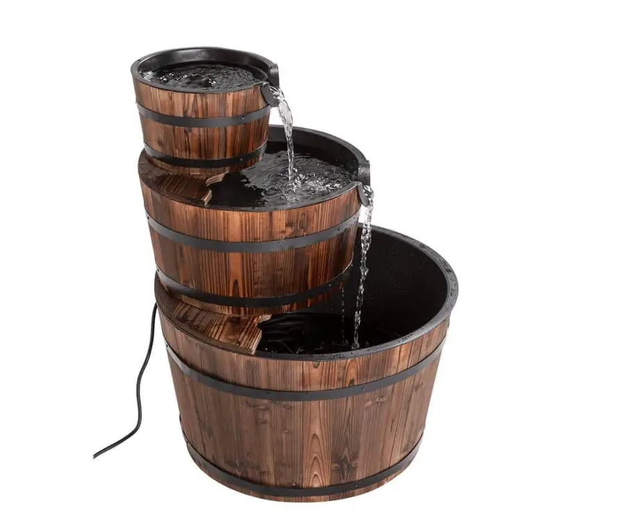 Wooden Barrel Water Fountain