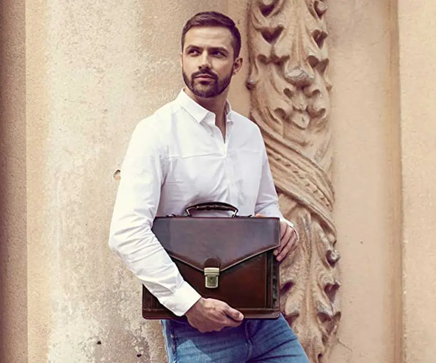 Personalized Italian Leather Briefcase